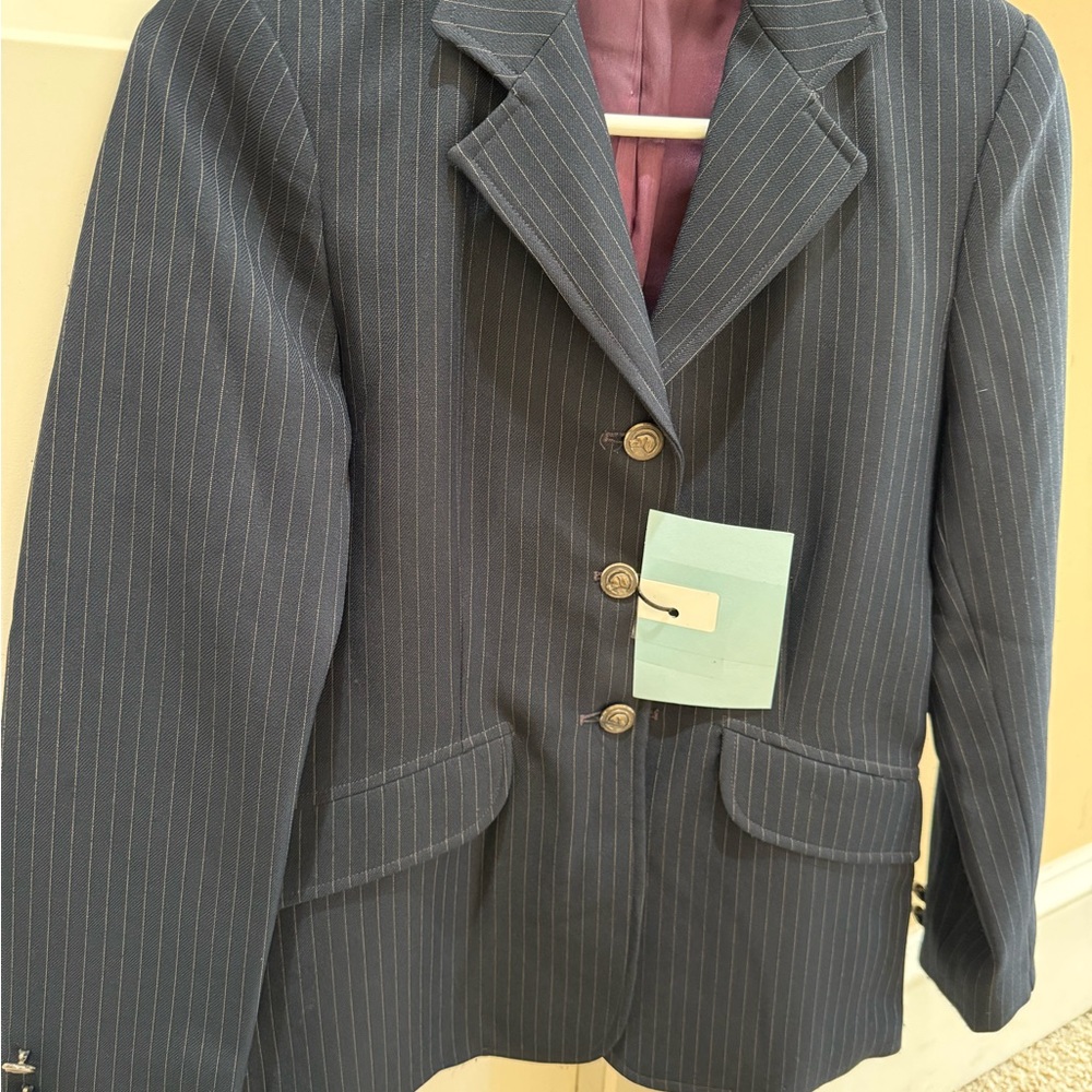 Reed Hill equestrian English hunter navy Pinstripe show coat Ladies 8